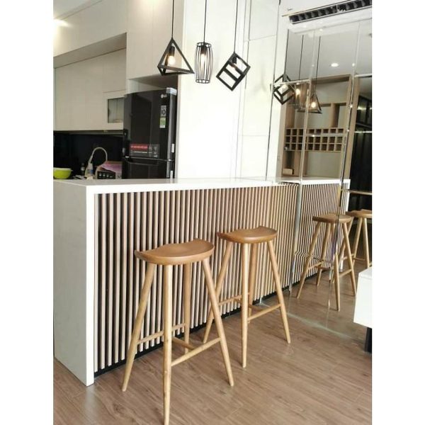 Ghế đảo bếp mặt lõm, ghế quầy bar gỗ mã M1